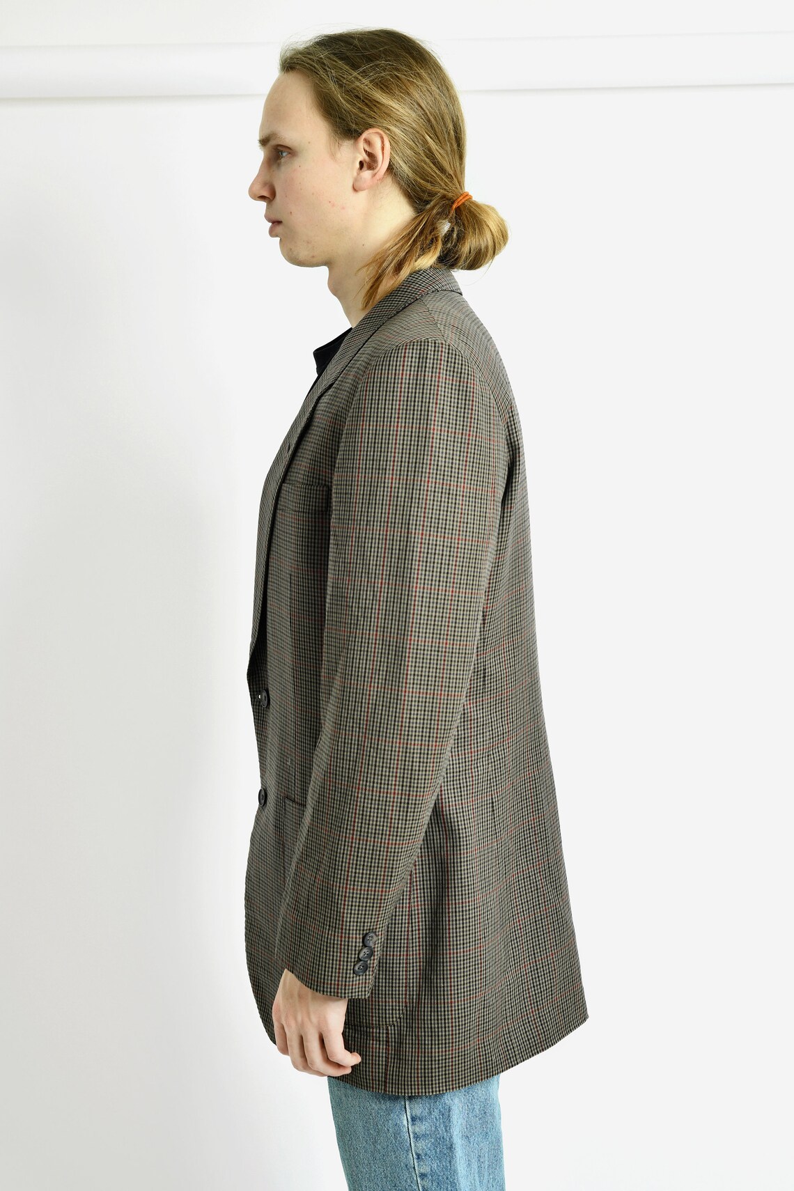Vintage Oversized Blazer | Beige Brown 90s Sport Coat (Size L), foto 4 di 5