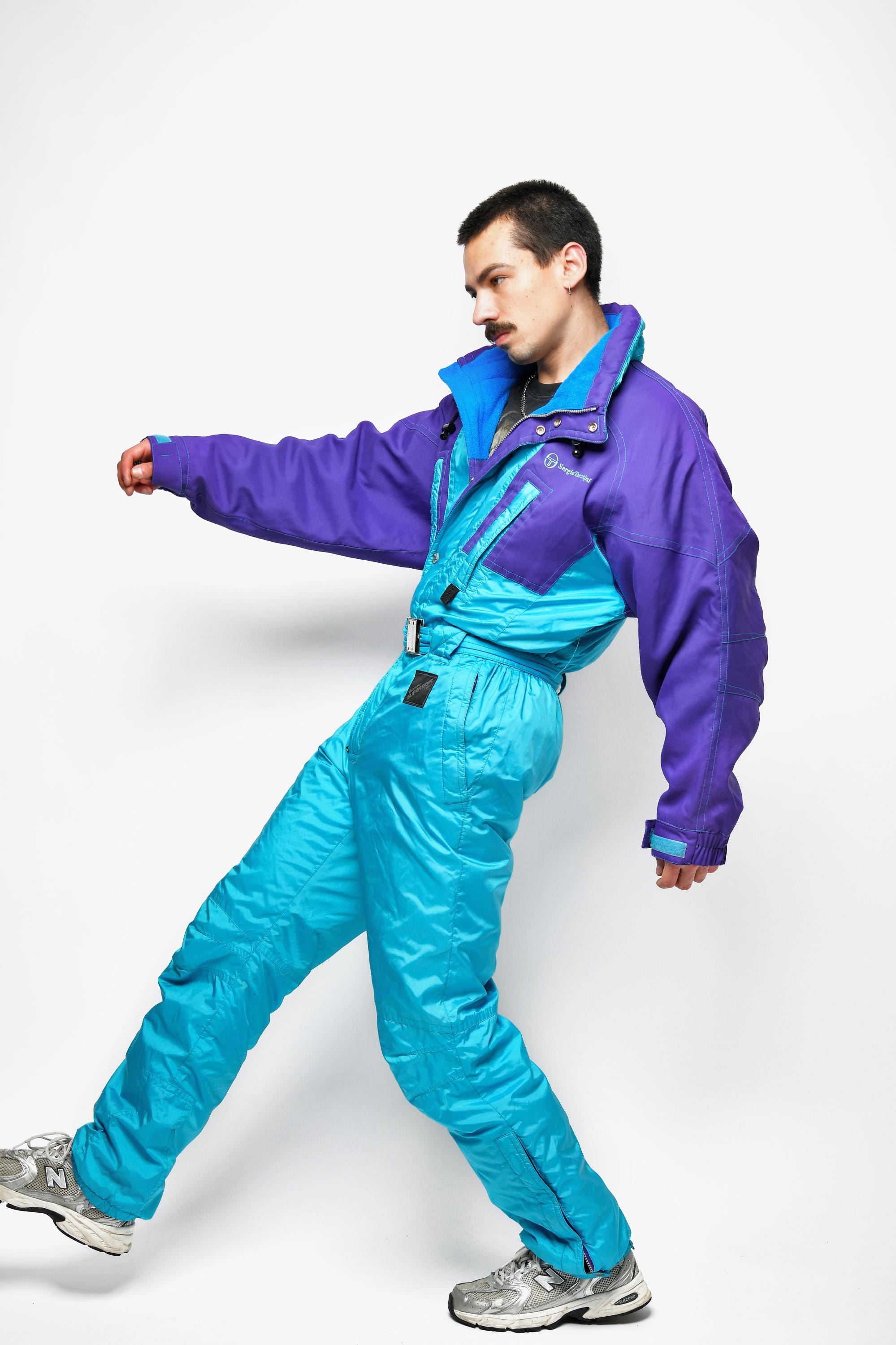Sergio Tacchini スキーウェア 裏ボア vintage 上下セット Sergio Tacchini 80s Vintage Ski Suit Men's Sky Blue Purple Colour