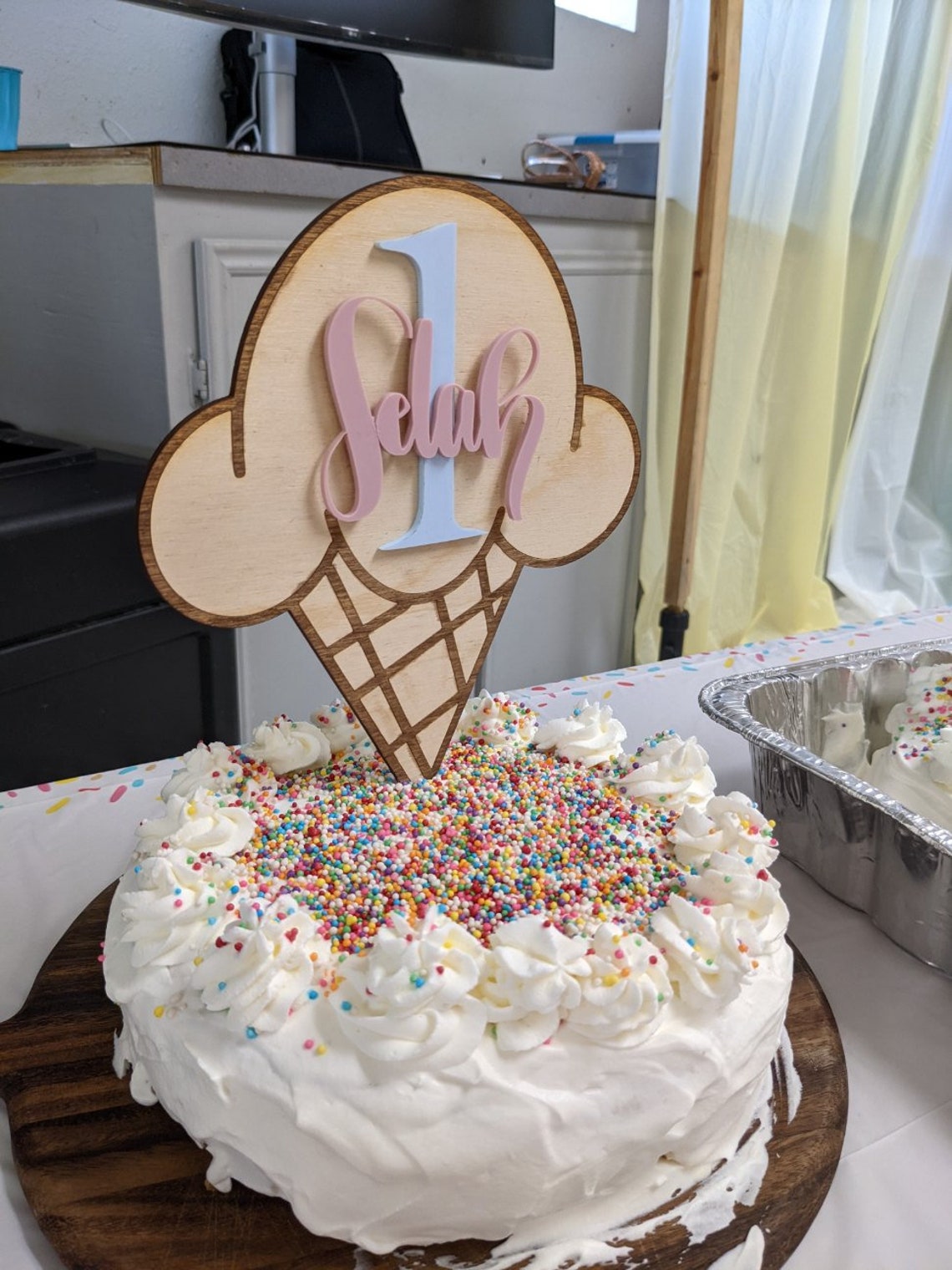 Personalized Ice Cream Cone Cake Topper 3D Acrylic Cake Etsy