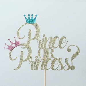 Prince or Princess Cake Topper Baby Shower Gender Reveal 20+ Colours Available