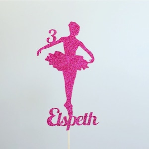 Personalised Ballerina Ballet dancer Cake Topper Birthday Add Any Name & Age 1 2 3 4 5 6 7 8 9 10