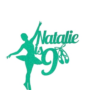Personalised Ballerina Ballet Dancer Shoes  Cake Topper Birthday Add Any Name & Age 1 2 3 4 5 6 7 8 9 10