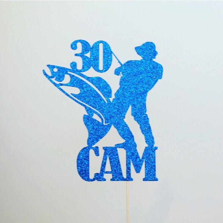 Personalised Fishing Cake Topper Custom Birthday Add Any Name Etsy