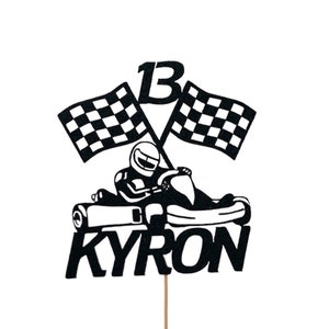 Personalised Go Karting Kart Super  Motorsport Fast Cake Topper Custom Birthday Add Any Name and Age. 20+ Colours Available