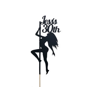Personalised Pole Dancer Stripper Cake Topper Birthday Add Any Name & Age 1 2 3 4 5 6 7 8 9 10