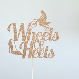 Wheels or Heels Cake Topper Gender Reveal Baby Shower