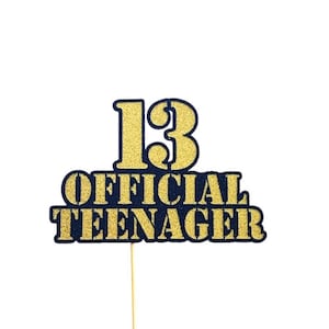 Official Teenager 13 Thirteen 13th Cake Topper Personalised Teen Custom.20+ colours available