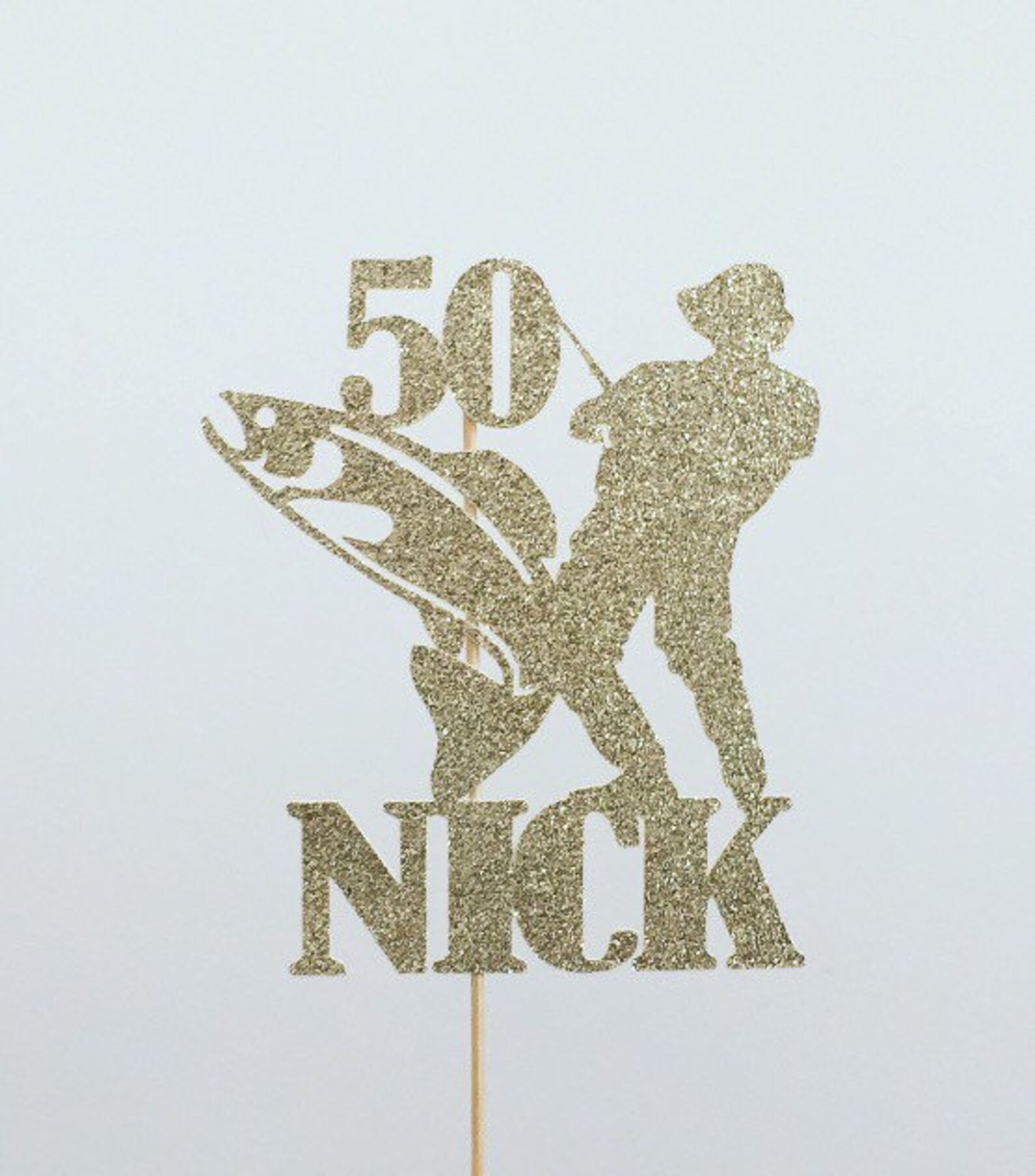 Personalised Fishing Cake Topper Custom Birthday Add Any Name Etsy