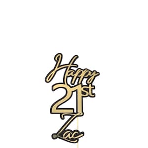 Personalised Cake Topper 2 tone 21st Twenty One Twenty First Birthday Add Any Name & Age  30th 40th 50th 60th 16th