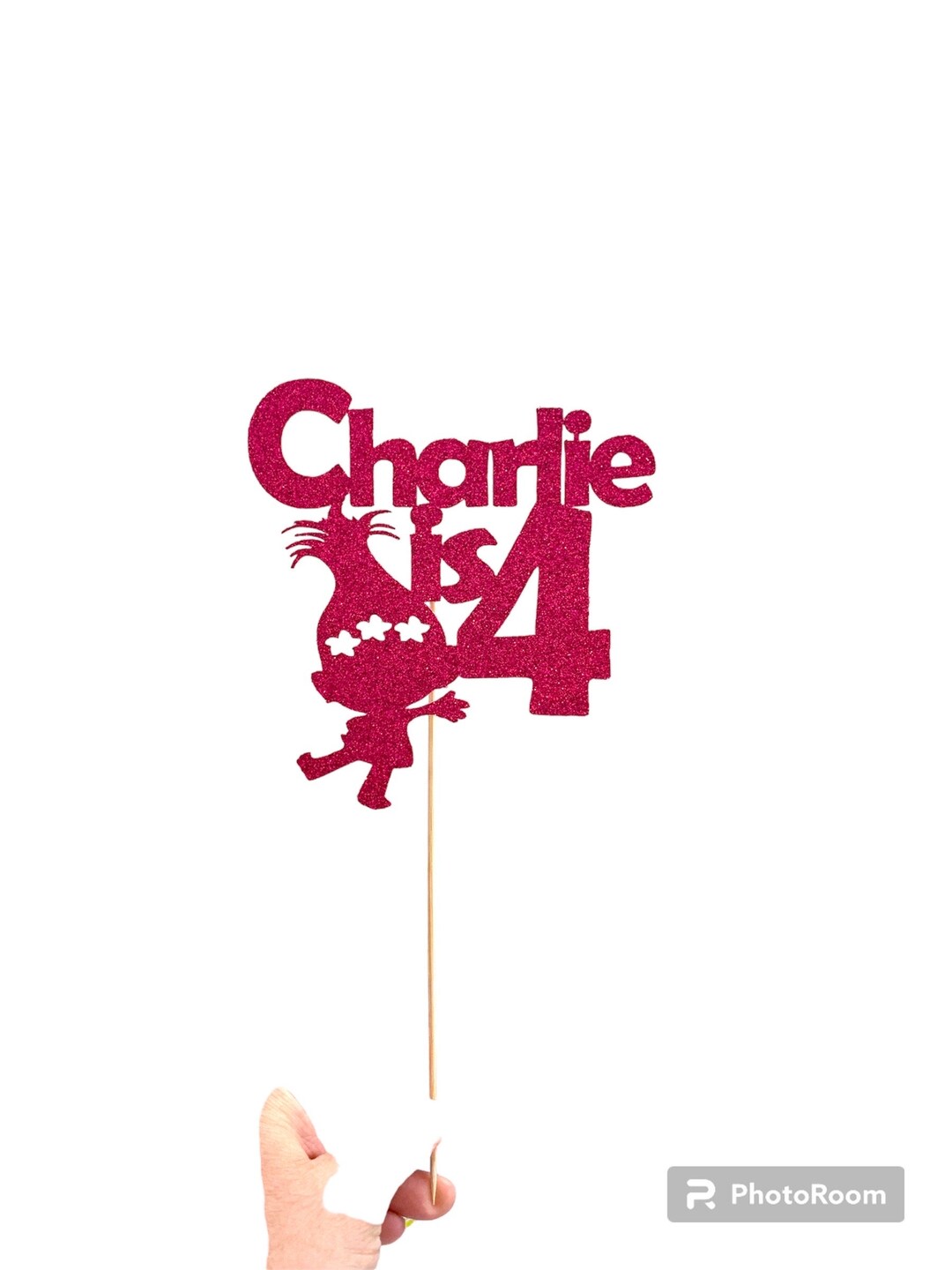 Personalised Trolls Cake Topper Birthday Add Any Name & Age 5 Etsy