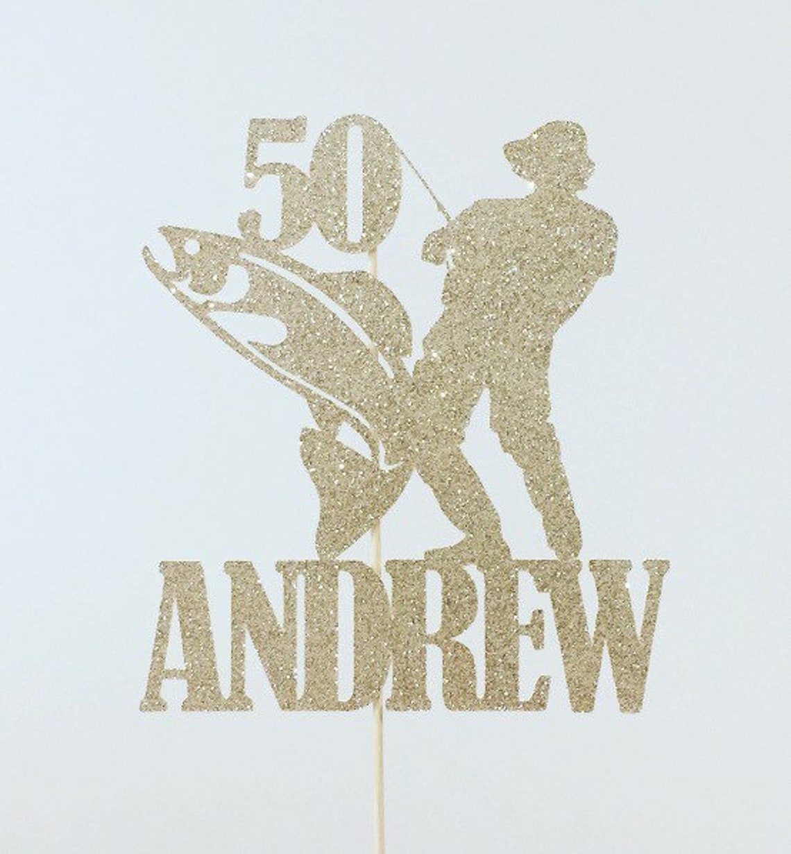 Personalised Fishing Cake Topper Custom Birthday Add Any Name Etsy