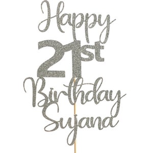 Personalised Cake Topper Birthday Add Any Name & Age Twenty One 21st 18 18th  21 30 40 50 60 70 80 90 10 11 12 13 14 15 16 18 1 2 3 4 5 6