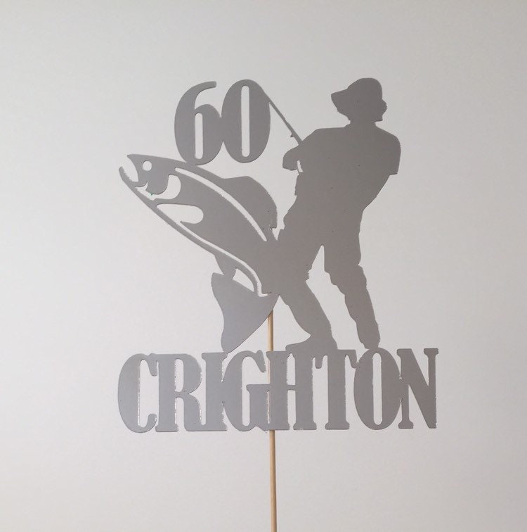 Personalised Fishing Cake Topper Custom Birthday Add Any Name Etsy