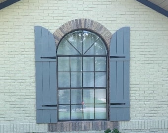 CUSTOM Curve Top Cedar Shutters: Stained/Painted, Elliptical, Any Size/Any Color, Interior/Exterior, Rustic Farmhouse Modern