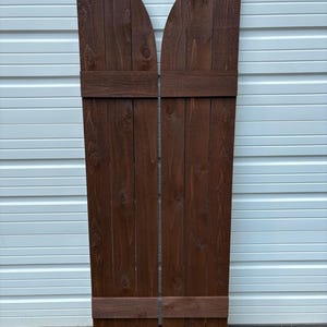 Custom Curve Top Cedar Shutters: Elliptical Shutters, Board and Batten ...