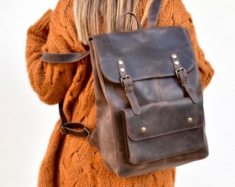 Leather backpack"Isla", Women leather Rucksack, Unisex leather backpack, Womens laptop backpack, Laptop backpack, Womens backpack