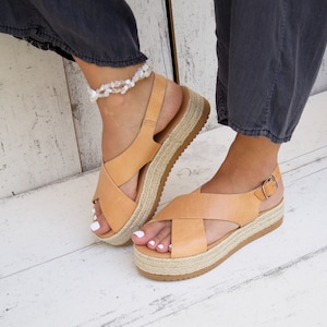 CHLOE Sandals/ Greek leather sandals/leather platforms/ ancient grecian sandals/ handmade sandals/ slingback sandals/ criss cross sandals image 7