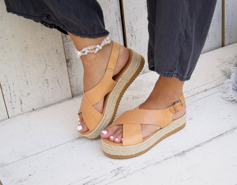 CHLOE Sandals/ Greek leather sandals/leather platforms/ ancient grecian sandals/ handmade sandals/ slingback sandals/ criss cross sandals image 7