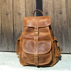 ISIDORA X LARGE Waxed Leather Backpack Knapsack from Full Grain Leather image 1
