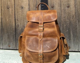 ISIDORA X LARGE Waxed Leather Backpack - Knapsack from Full Grain Leather