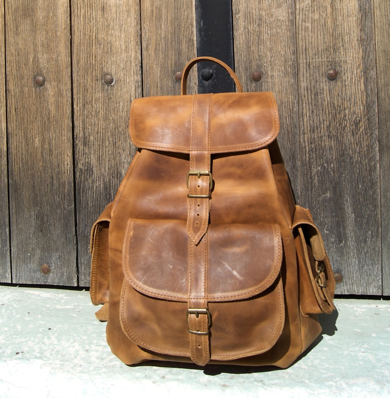 ISIDORA X LARGE Waxed Leather Backpack Knapsack from Full Grain Leather image 1