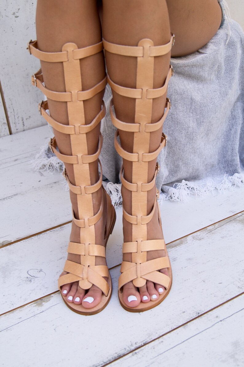 NICKY gladiator sandals/knee high boots from full grain leather/ancient greek sandals/lace up sandals/spartan sandals handmade in Greece. image 2