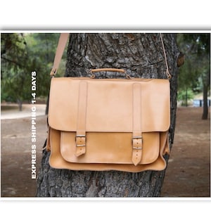 LYDIA 15 inch  leather briefcase/ messenger bag/ shoulder bag/ laptop bag/ mens bag/ crossbody bag