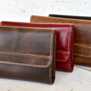 Cartera de cuero de las mujeres, cartera de cuero, billetera bifold clásica, billetera personalizada, cartera de cuero hecha a mano
