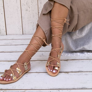 ISMENE GOLD sandals/ ancient Greek leather sandals/ roman sandals/ toe ring sandals/ classic leather sandals/ handmade sandals image 1