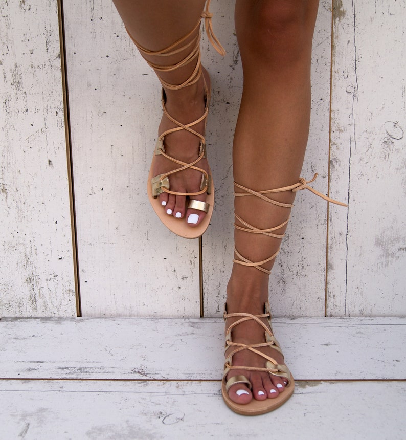 ISMENE GOLD sandals/ ancient Greek leather sandals/ roman sandals/ toe ring sandals/ classic leather sandals/ handmade sandals image 5