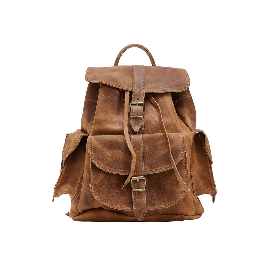 Mochila GRANDE de piel encerada ISIDORA Mochila de piel flor