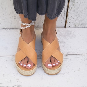 CHLOE Sandals/ Greek leather sandals/leather platforms/ ancient grecian sandals/ handmade sandals/ slingback sandals/ criss cross sandals image 6