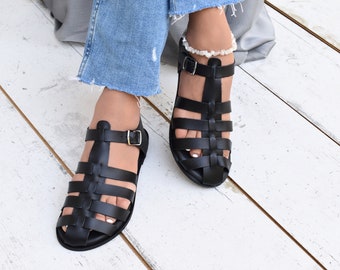 EZEROSY2 BLACK Gladiator sandals,Strappy Sandals, Leather sandals, Greek sandals, Strappy sandals, Women sandals