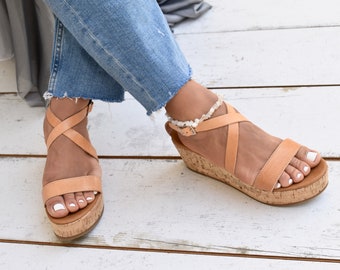 Leonnie platforms sandals/leather sandals women/slingback sandals/handmade sandals/Greek sandals/summer sandals.