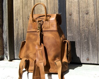 Mochila de cuero encerado ISIDORA X LARGE Mochila de cuero de