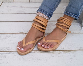 KARIA leather sandals/Greek leather sandals/gladiator sandals/anklet sandals/handmade thong sandals