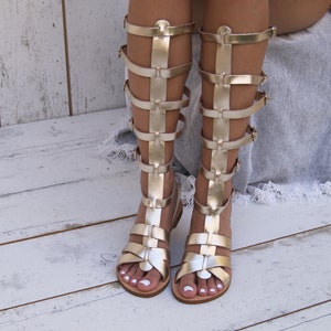 NICKY gladiator sandals/knee high boots from full grain leather/ancient greek sandals/lace up sandals/spartan sandals handmade in Greece. image 2