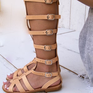 NICKY gladiator sandals/knee high boots from full grain leather/ancient greek sandals/lace up sandals/spartan sandals handmade in Greece. image 3