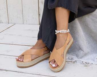 CHLOE Sandals/ Greek leather sandals/leather platforms/ ancient grecian sandals/ handmade sandals/ slingback sandals/ criss cross sandals