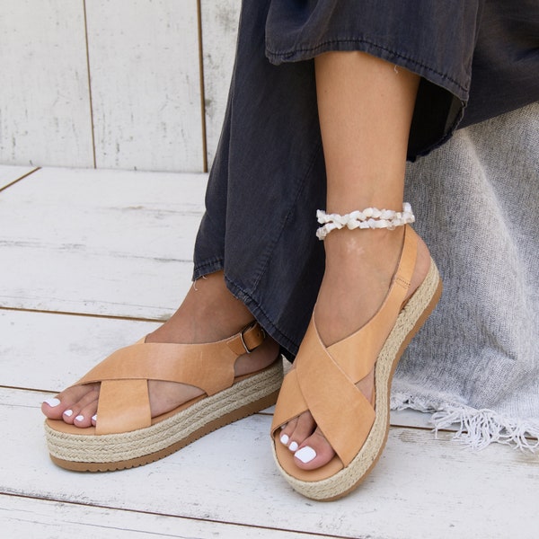 CHLOE Sandals/ Greek leather sandals/leather platforms/ ancient grecian sandals/ handmade sandals/ slingback sandals/ criss cross sandals