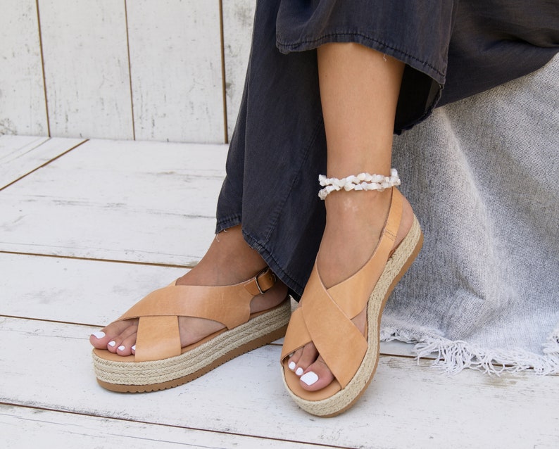 CHLOE Sandals/ Greek leather sandals/leather platforms/ ancient grecian sandals/ handmade sandals/ slingback sandals/ criss cross sandals image 1