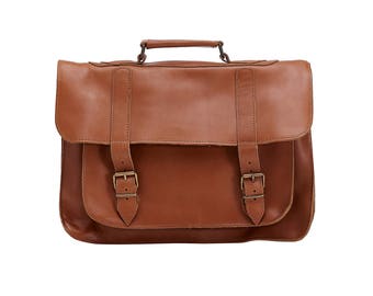 LYDIA 17 inch  leather briefcase/ messenger bag/ shoulder bag/ laptop bag/ mens bag/ crossbody bag