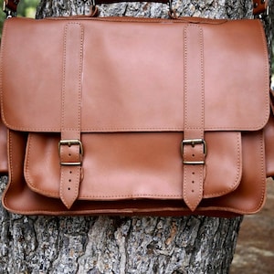 KAYLA TOBACCO GRANDE mallette en cuir de 15 pouces/sac messager/sac à bandoulière/sac pour ordinateur portable/sac old school/sac pour homme/sac crossbody