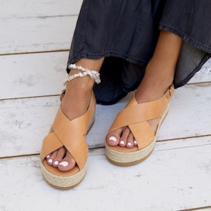 CHLOE Sandals/ Greek leather sandals/leather platforms/ ancient grecian sandals/ handmade sandals/ slingback sandals/ criss cross sandals image 5