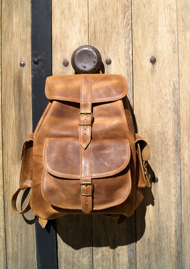 ISIDORA X LARGE Waxed Leather Backpack Knapsack from Full Grain Leather image 3