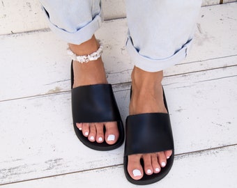 DANNIE  sandals/ ancient Greek leather sandals/ slide sandals/ classic leather sandals/ handmade sandals/ summer sandal/ pool sandals