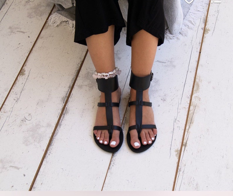 Sandales CINTIA/ sandales en cuir grecques/ sandales à revers/ sandales grecques anciennes/ tongs faites main/ sandales romaines/ sandales dorées image 6