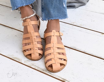 EZEROSY2 NATURAL Gladiator sandals,Strappy Sandals, Leather sandals, Greek sandals, , Women sandals