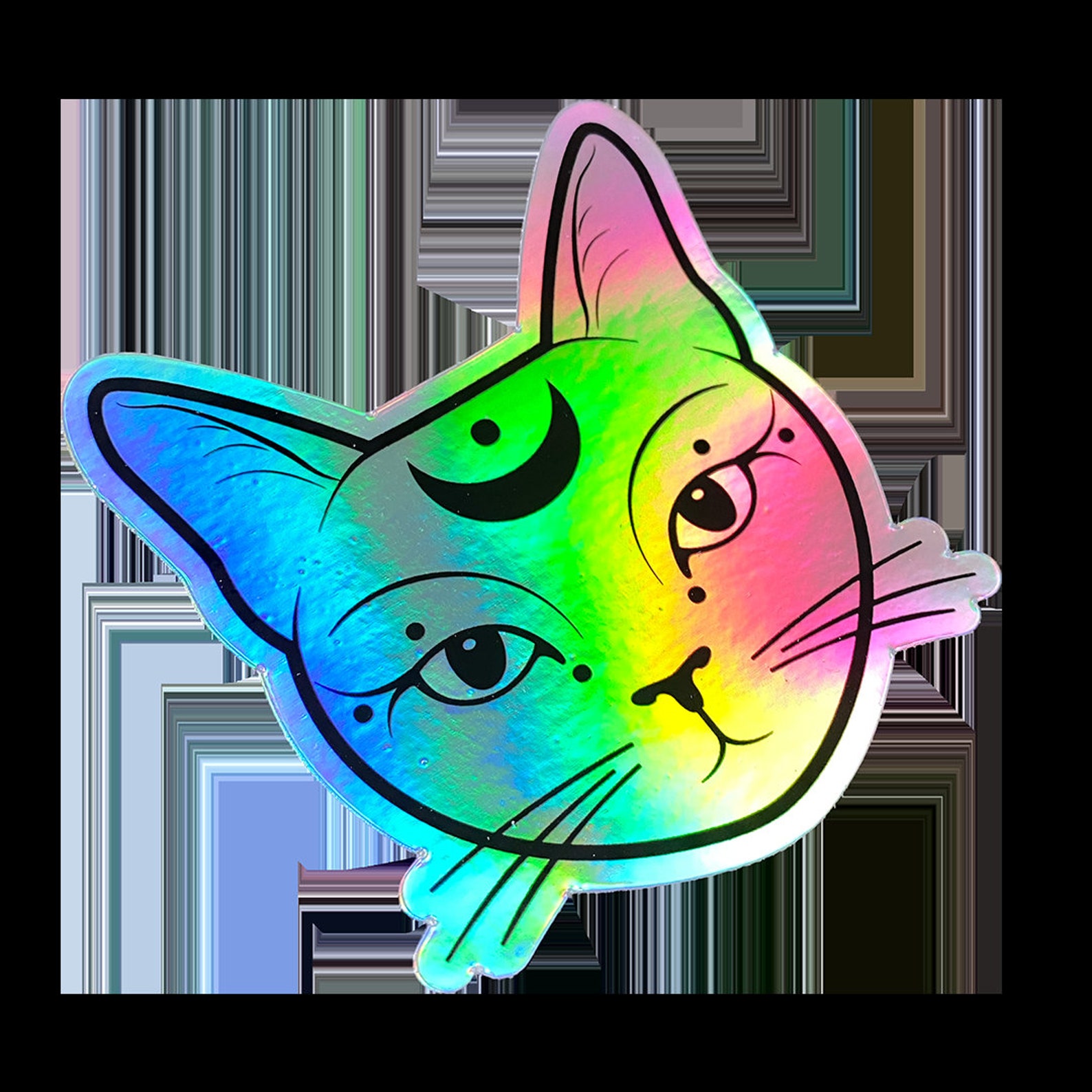 Holographic Cat Sticker DiscoCat Holo Sticker Vinyl Etsy
