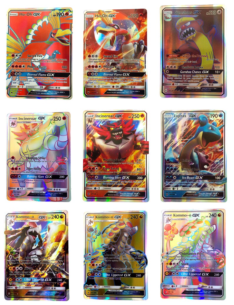 Pokemon Card GX Plastic Card Gumshoos HoOh incineroar Etsy